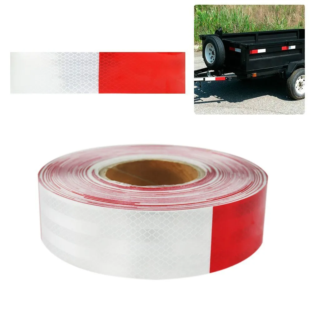 

Reflective Tape Roll Red/White Trailer Reflector Caution Safety Warning Visibility Film Truck Car Adhesive Sticker