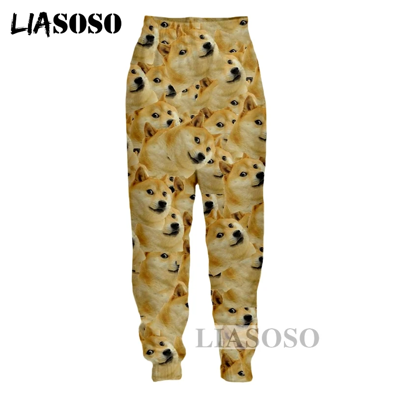 LIASOSO Harajuku Животные Doge Сиба ину забавные мем 3D принт штаны унисекс хорошее качество собака gsirl Красочные пространства Топы G493 - Цвет: 4