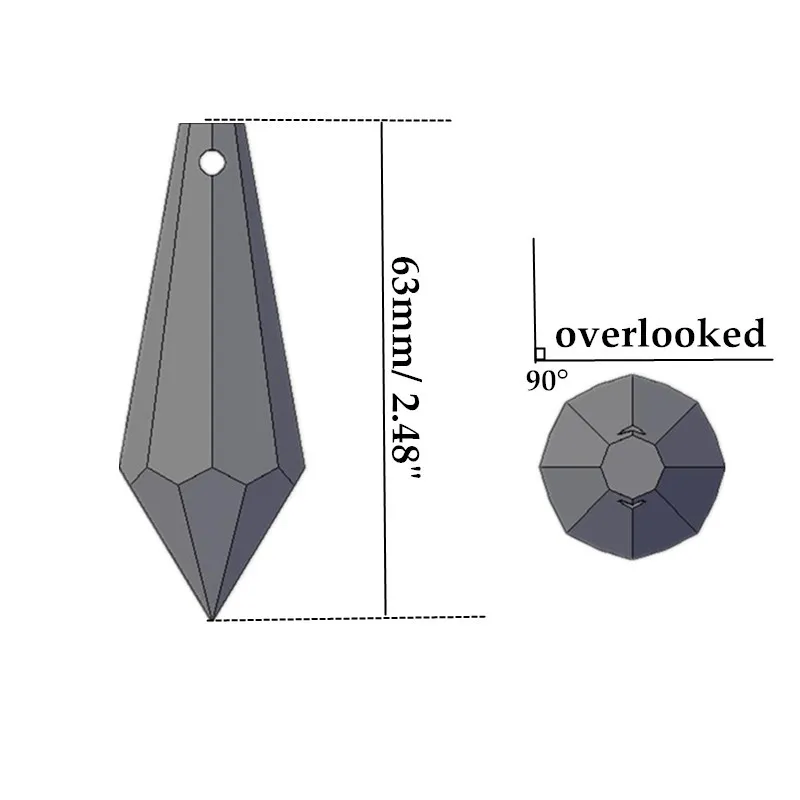 Hierkryst 10 шт./партия Ясно Люстра Стекло КРИСТАЛЛЫ ЛАМПА Призмы Запчасти висит Подвески 63 мм 2.4"#1902-1
