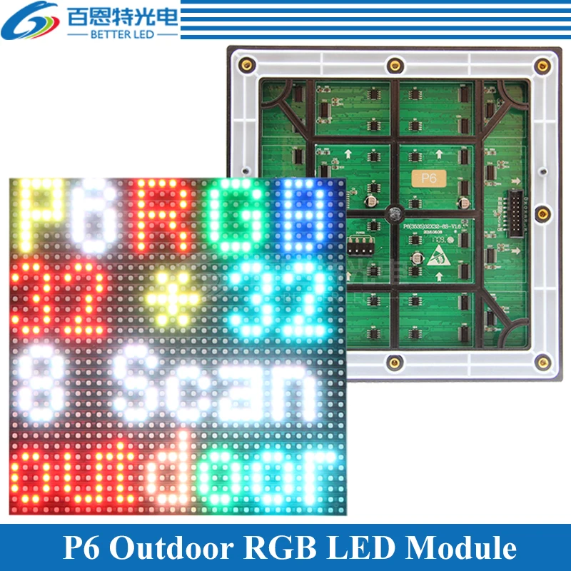 

P6 Outdoor 1/8 Scan 3in1 SMD3535 full color P6 LED display module 192*192mm 32*32 pixels