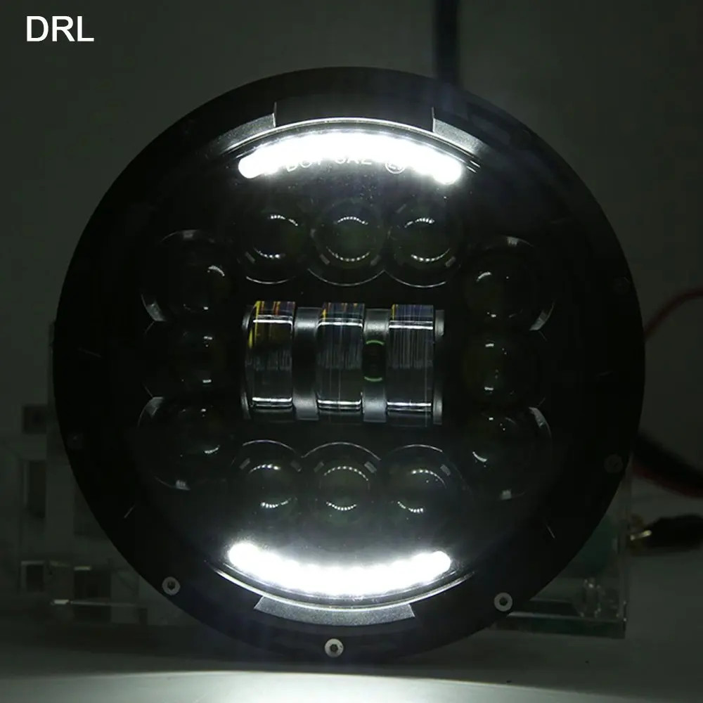 1 шт. 90 Вт 7 дюймов светодиодный фары DOT Approved " Белый DRL Янтарная Поворотная сигнальная фара для мотоцикла, автомобиля, внедорожника, 4X4