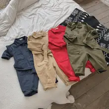 Новые модные комбинезоны для девочек и мальчиков осенние хлопковые модные детские штаны Размеры от 1 до 6 лет PV803