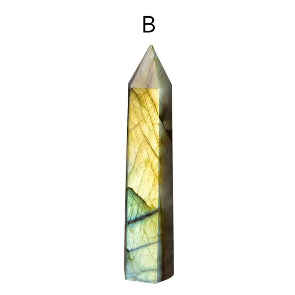 

100% Natural Labradorite Moonstone Crystal Stone Hexagonal Edge Degaussing Energy Stone Quartz Ornaments #AW