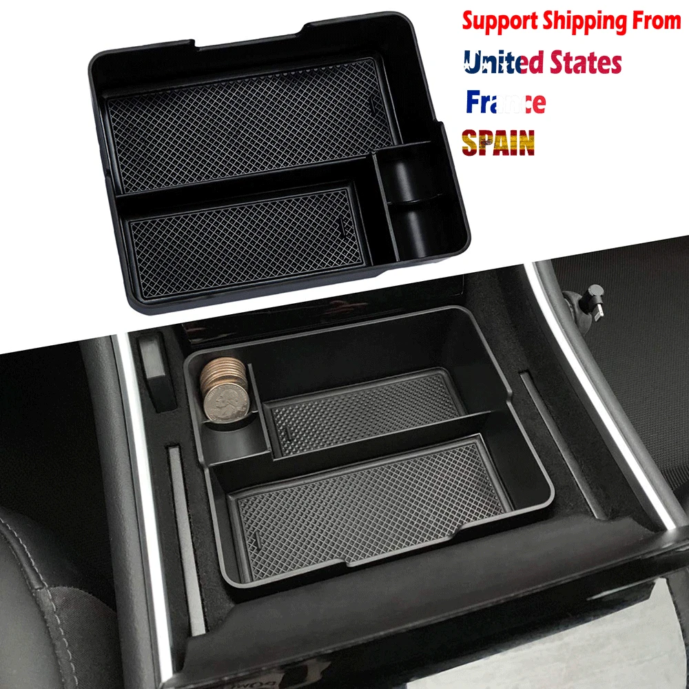 

For Tesla Model 3 2017 2018 2019 Center Console Organizer Insert ABS Black Materials Tray Car Storage Auto Accessories Stuff