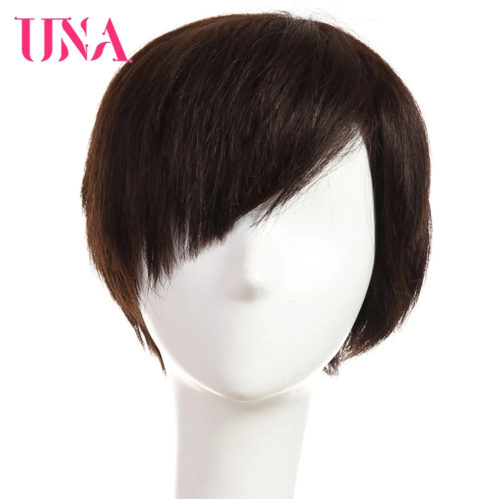 UNA Human Hair Wigs Half Hand-Tied Wigs Non-Remy Human Hair Malaysian Straight Human Hair Wigs Short Human Hair Wigs