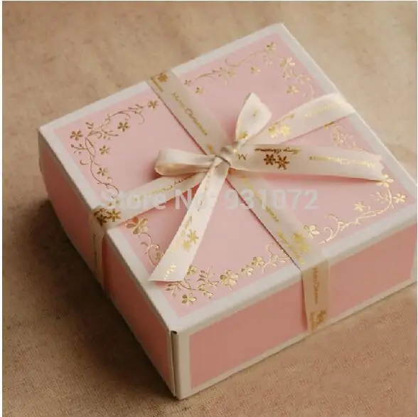 4 cupcake can hold Pink Cake Box Mini Gold Stamping Dessert Boxes Packing Boxes 300pcs/lot