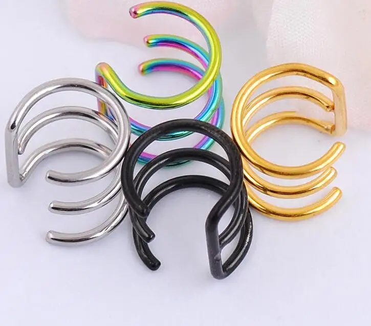 

2pcs/lot Illusion Captive Bead Rings, Fake Cartilage Clip-On Ring ,Helix Earrings, Non Pierced Clip On Closure Ring Sold as pair