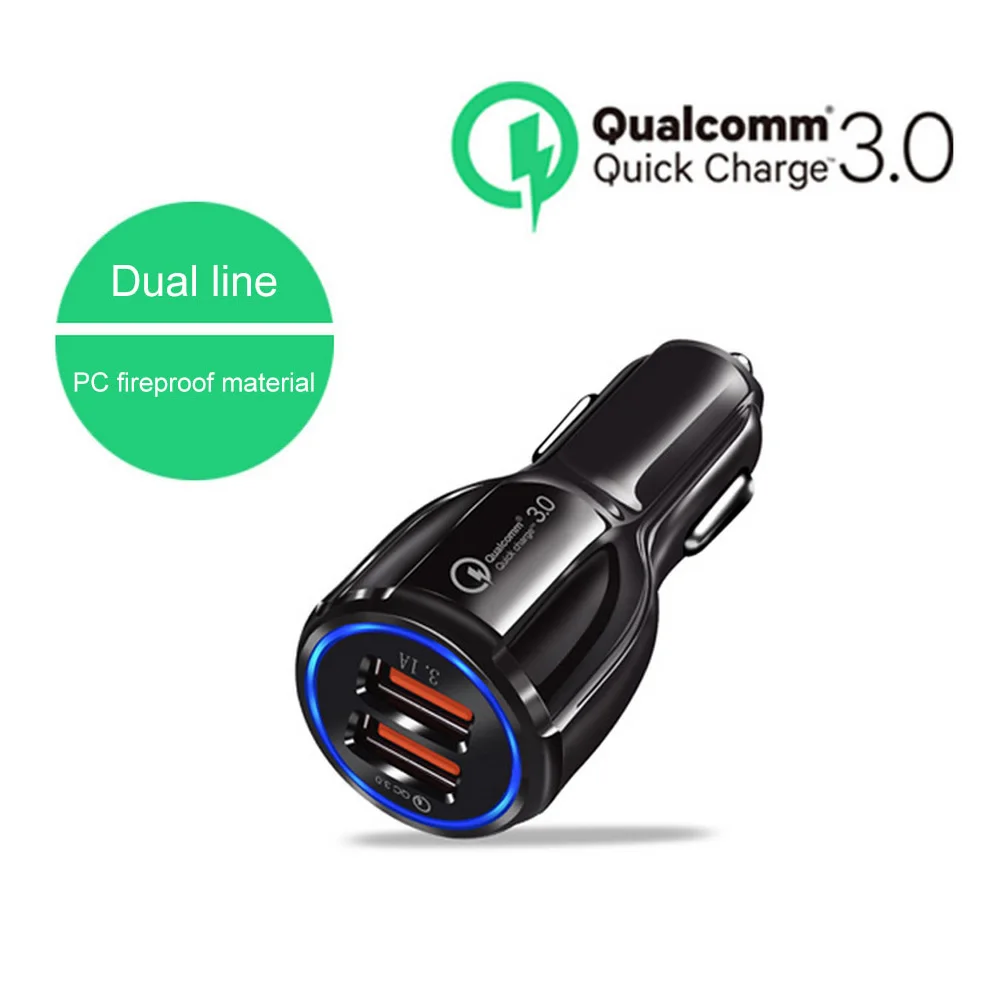 

2019 New Cigarette Lighter Socket Splitter 12V-24V 2 Port USB Car Charger 5V/6.0A output Type-C Fast Charge for Mobile Phone