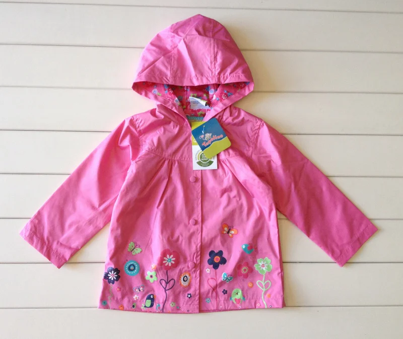 Розничная 2013 новая осенняя одежда для маленьких девочек красивая ветровка с цветами детская куртка с капюшоном зимняя верхняя одежда для детей - Цвет: Розовый