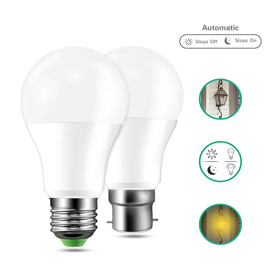 

LED Bulbs E27 B22 AC110V 220v High quality Sensor spotlight Dusk to dawn light bulb Home Door Light Lamp Security Night bulb