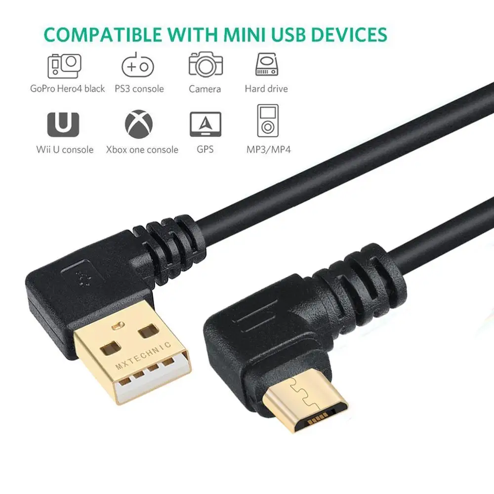 Кабель Usb 2,0 с коротким левым углом и прямым углом для зарядки телефона, кабель питания Micro Usb, кабель для зарядки Micro Usb на 90 градусов