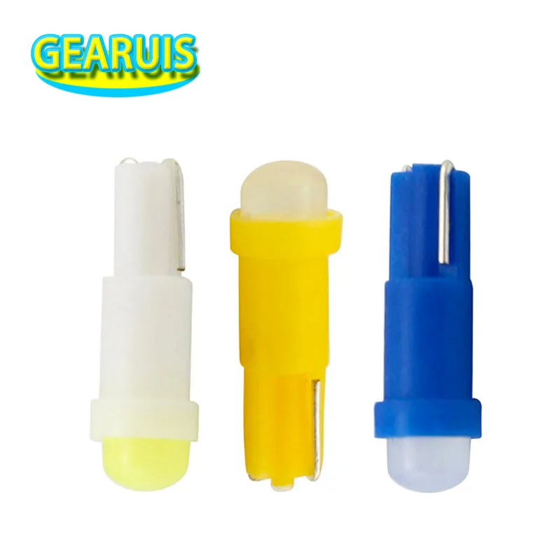 

200X T5 1 COB LED Dashboard Licence Plate Speed Wedge Light Car Bulb White Red Blue Yellow Green 7 Colors DC 12V