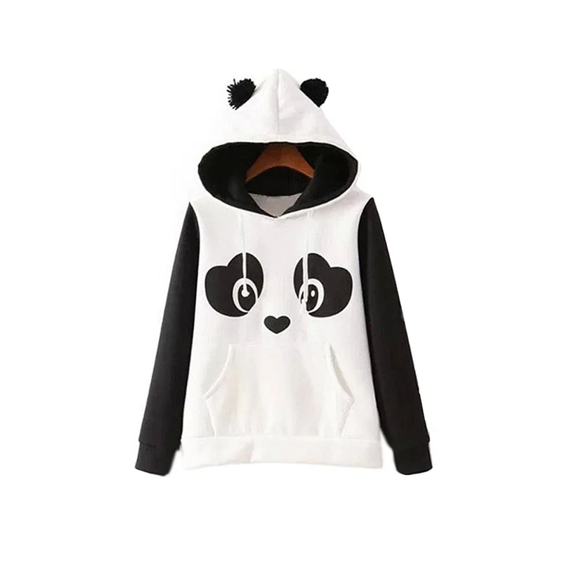 

Hoodies Panda Cartoon Printed Sweatshirts for Women with Ears Hoody Casual Hoodies 2017 New College Wind Women Hoodies