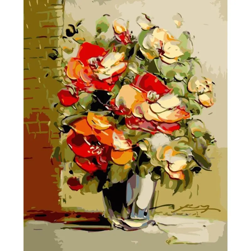 

Painting By Numbers DIY Dropshipping 40x50 50x65cm Abstract impression flower Flower Canvas Wedding Decoration Art picture Gift
