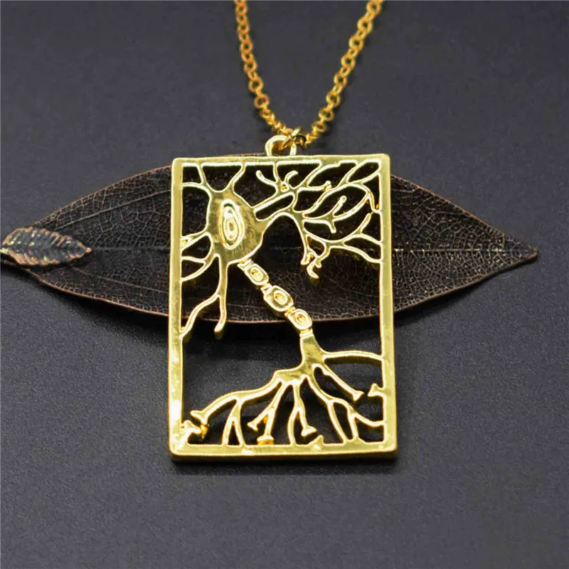 

Elfin New Trendy Neuron Necklace in Rectangle Multipolar Neuron Biology Gift Psychology Jewellery Science Jewellery