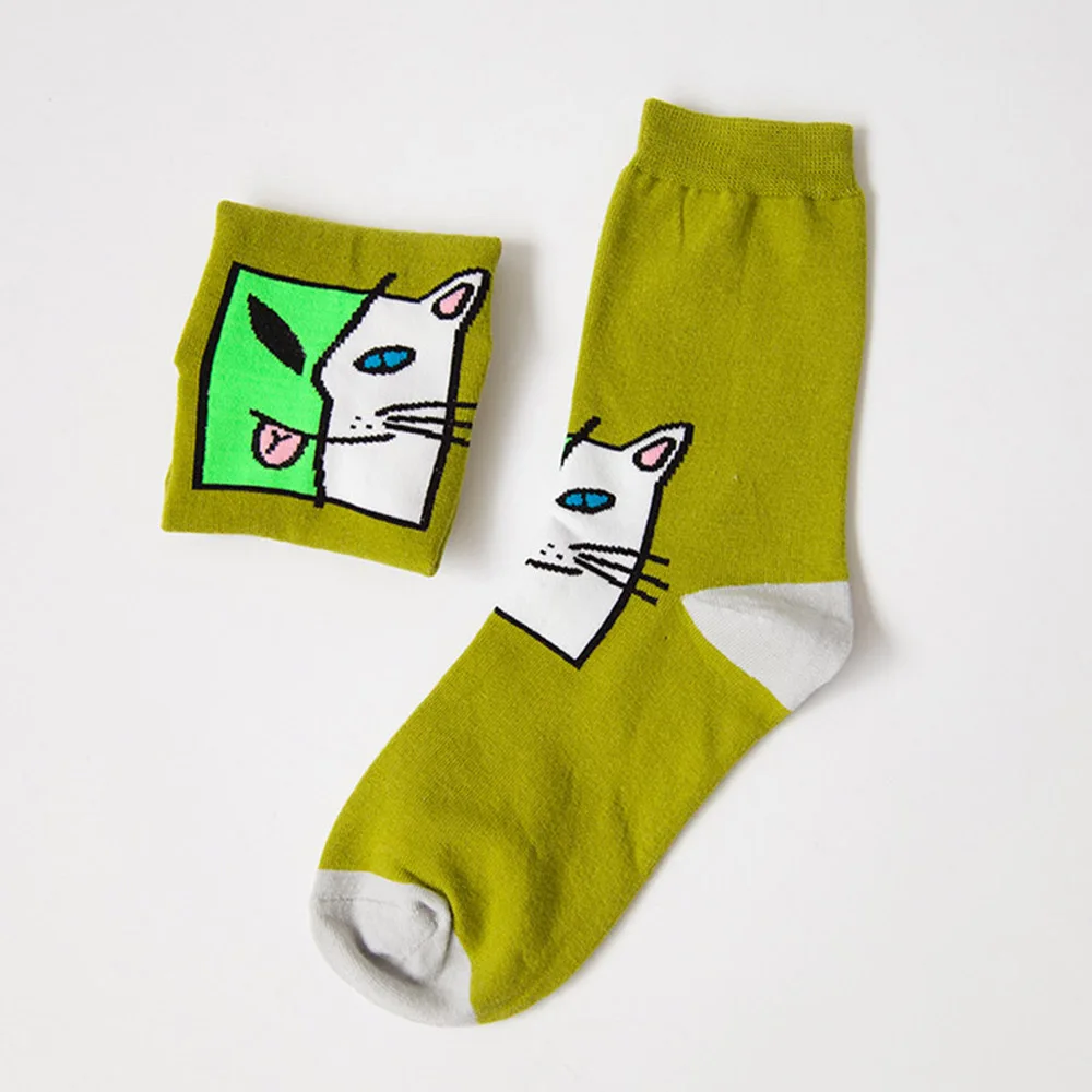 Women's Cute Art Funny Alien Cartoon Printed Socks-Model4