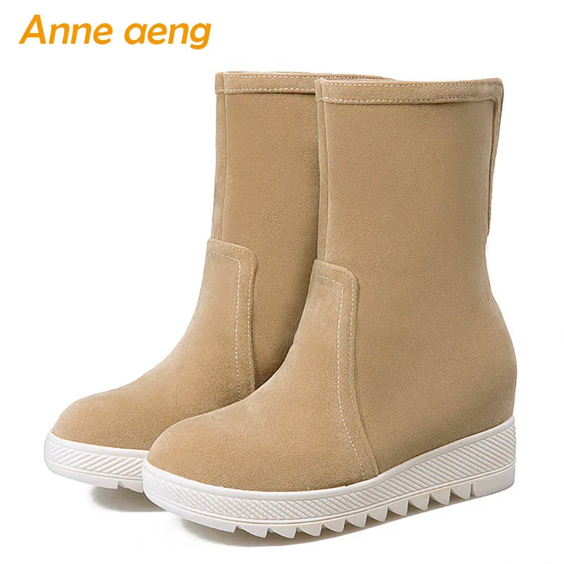 

Winter Women Ankle Boots Height Increasing Square Toe Slip-On Fashion Sexy Ladies Women Shoes Yellow Snow Boots Big Size 34-43