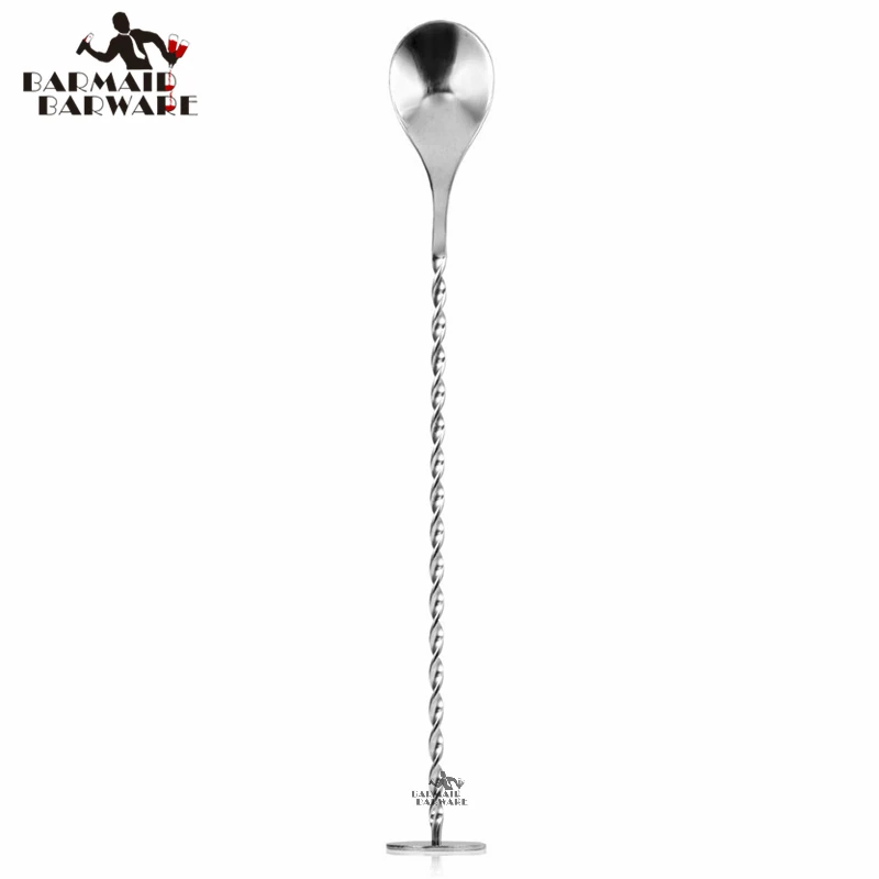 

Wholesale 100 pieces 273mm Stainless Steel Cocktail Spoon Spiral Pattern Bar Mixing Spoon Mirror Silver Fast Shipping