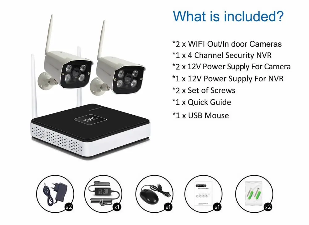 2ch wireless security system kit 2ch K2N3304W54FW-7