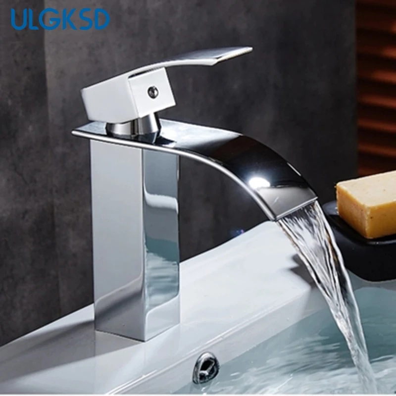 Wholesale And Retail Free Shipping Waterfall Bathroom Faucet Deck Mount