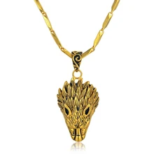 Cool Loup Dent Acier Inoxydable Pendentif Colliers 18K Or Plaqué Punk Bijoux
