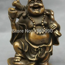 Xd 001145 Китайские Бронзовые Медь Богатство YuanBao Сумка Счастливый Смех Статуи Будды Майтреи