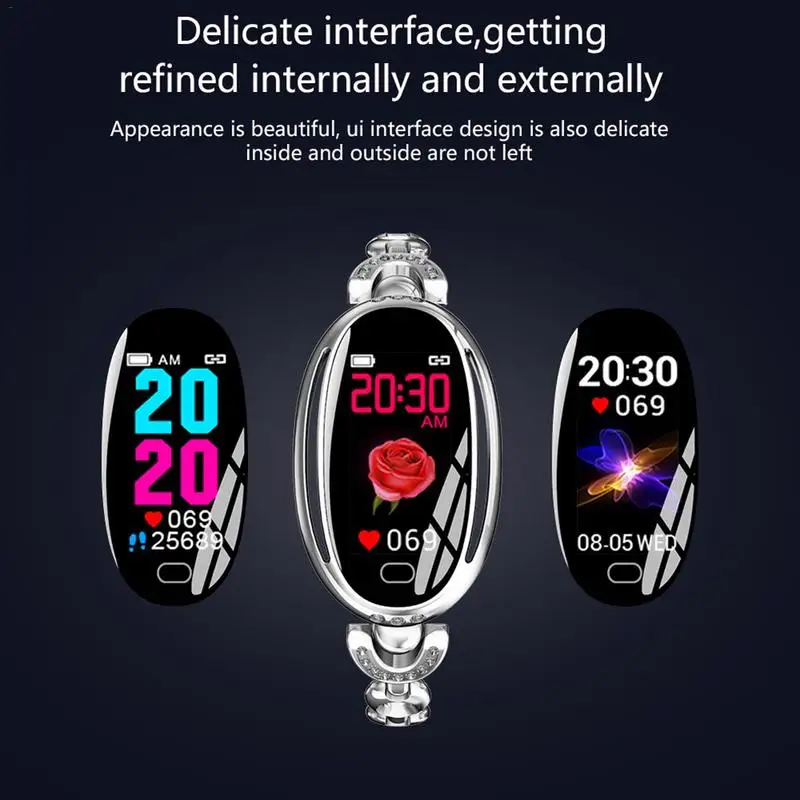 E68 Смарт часы для женщин 0,96 дюймов монитор сердечного ритма IP67 Водонепроницаемый Спорт Фитнес Brecelet 14 дней в режиме ожидания здоровье браслет