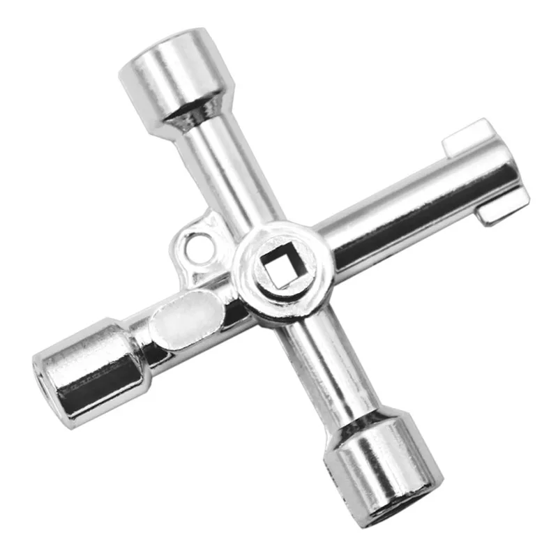 4 Way Universal Cross Triangle Wrench KEY for Train Electrical Elevator Cabinet Valve Alloy Triangle 6