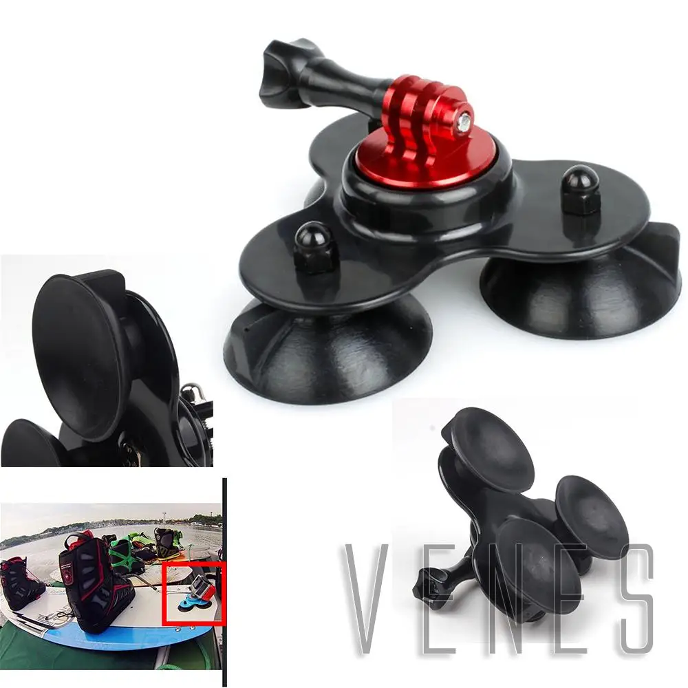 Triple Suction Cup Car Windscreen Dash Mount + Screw Work For Go Pro HD Hero 1/2/3/3+/4