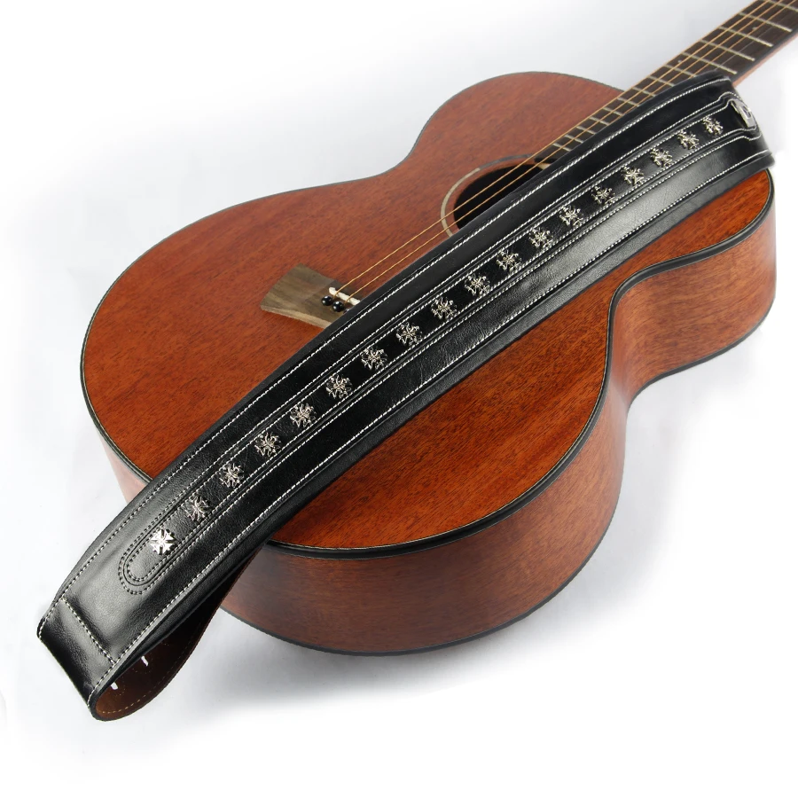 Высококачественный ремень для гитары из натуральной воловьей кожи для бас-гитары, регулируемый ремень с подкладкой черного коричневого цвета