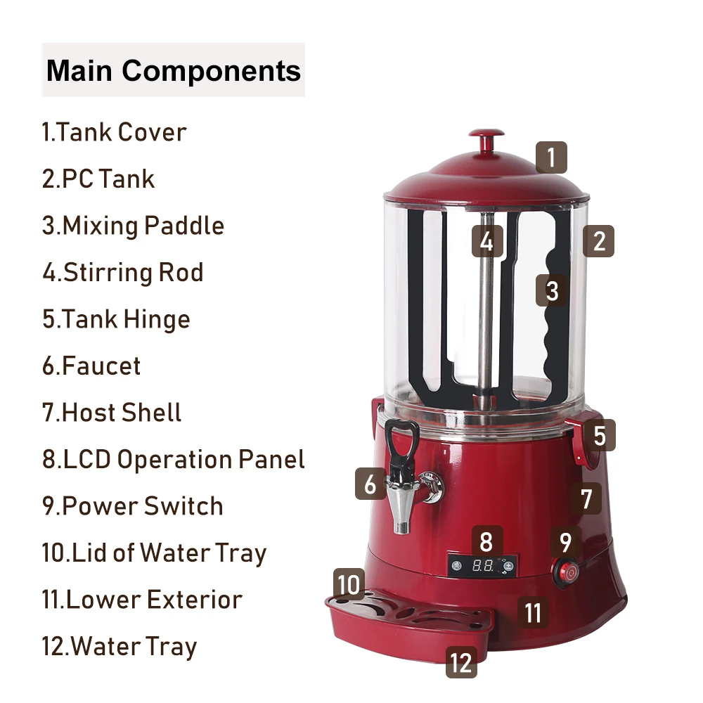 ITOP 110V 220V Hot Chocolate Dispenser Machine ,Baine Marie Coffee Milk Tea Hot Drink Dispenser For Snack Store Buffet