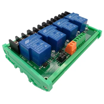 

4 channel high-current relay module 30A, 5V 12V and 24V input, optocoupler relay module. PLC industrial control module