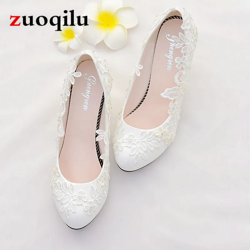 Белые кружевные свадебные туфли; женские туфли на высоком каблуке для невесты; туфли-лодочки на каблуке; женская обувь; обувь для невесты; chaussure femme talon