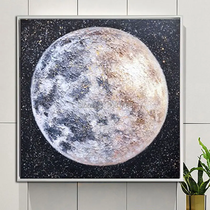 

100% Handpainted Blue planet painting modern abstract Oil Painting the Earth from Moon Wall Art Canvas Picture For Living Room