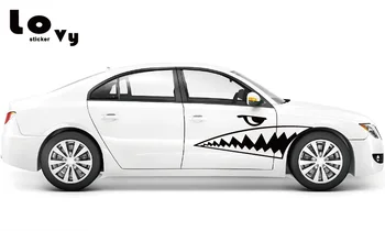 

2 Pcs Cool Shark Mouth Teeth Vinyl Car Sticker Funny Animal Car Decal for Car Body Door Decoration CA1180
