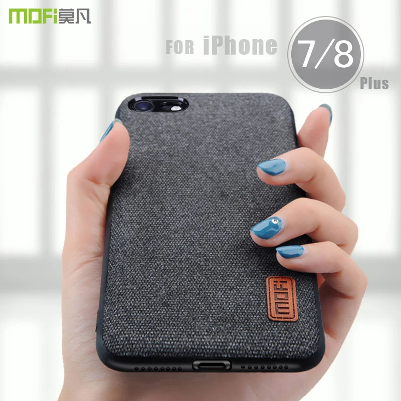 Beste Voor iphone 7 8 Plus case cover MOFI voor iPhone 7 P 8 P Terug volledige Cover Case Voor Zachte TPU rand Apple voor iPhone 7 8 Stoffen Case