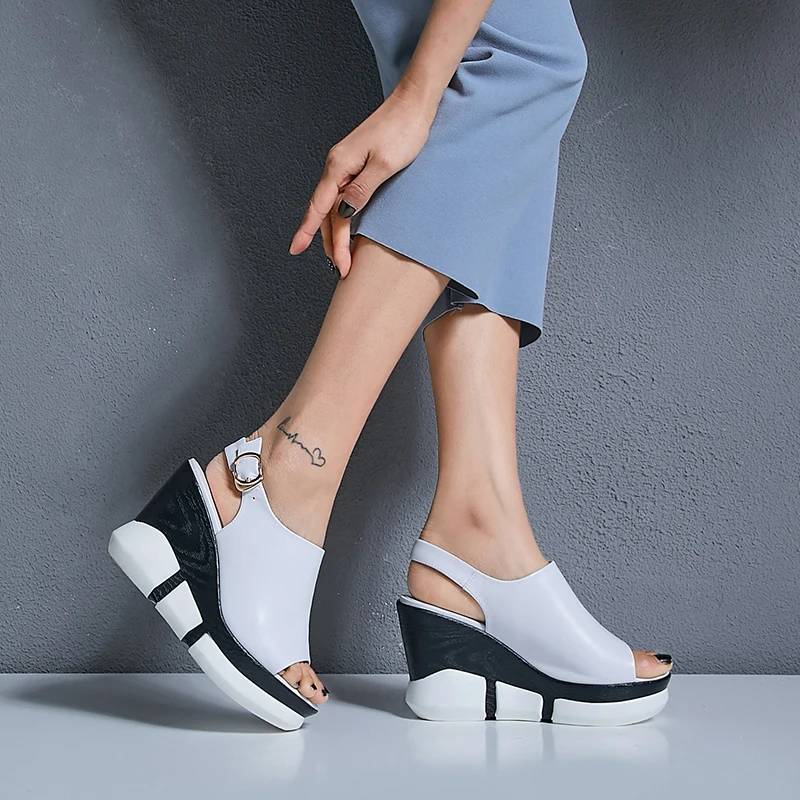 

Hot leather women's sandals Suitable for feet 22-24.5cm First layer cowhide 10cm high heels leisure summer outdoor fashion