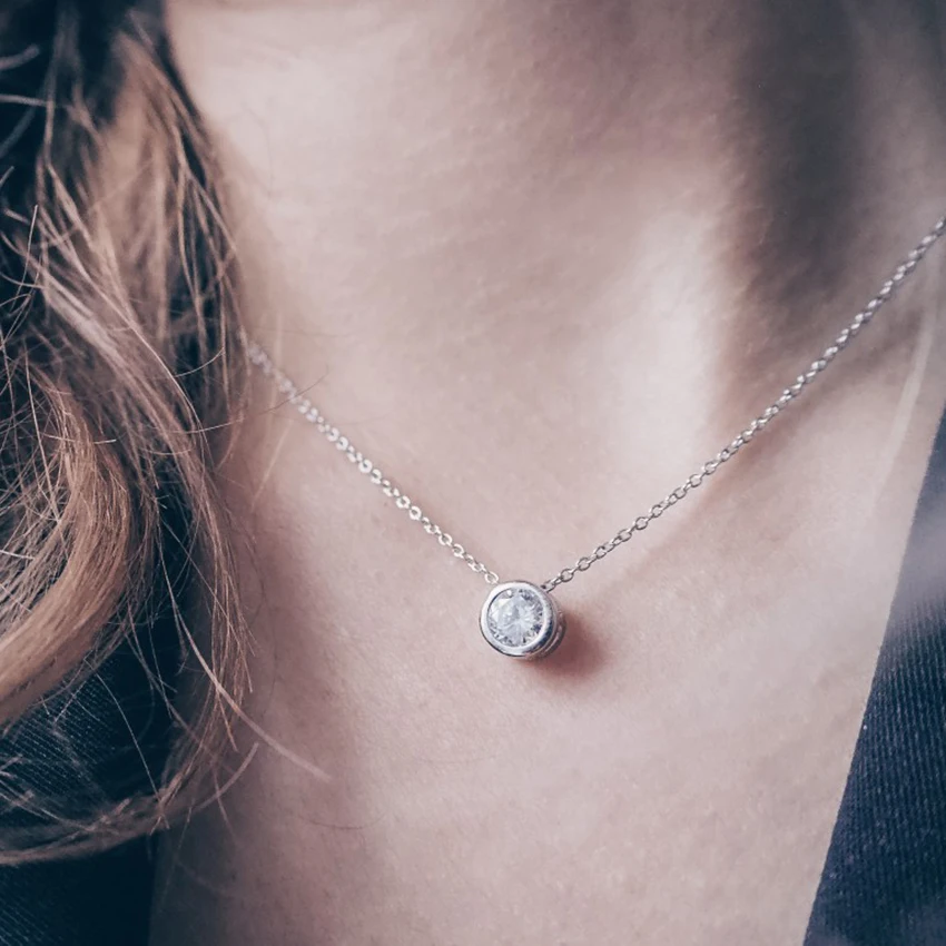 

Laramoi 925 Sterling Silver Elegant Zircon Mosaic Simple Design Gold Plated Color Chain Pendant Choker for Women Girls Ladies