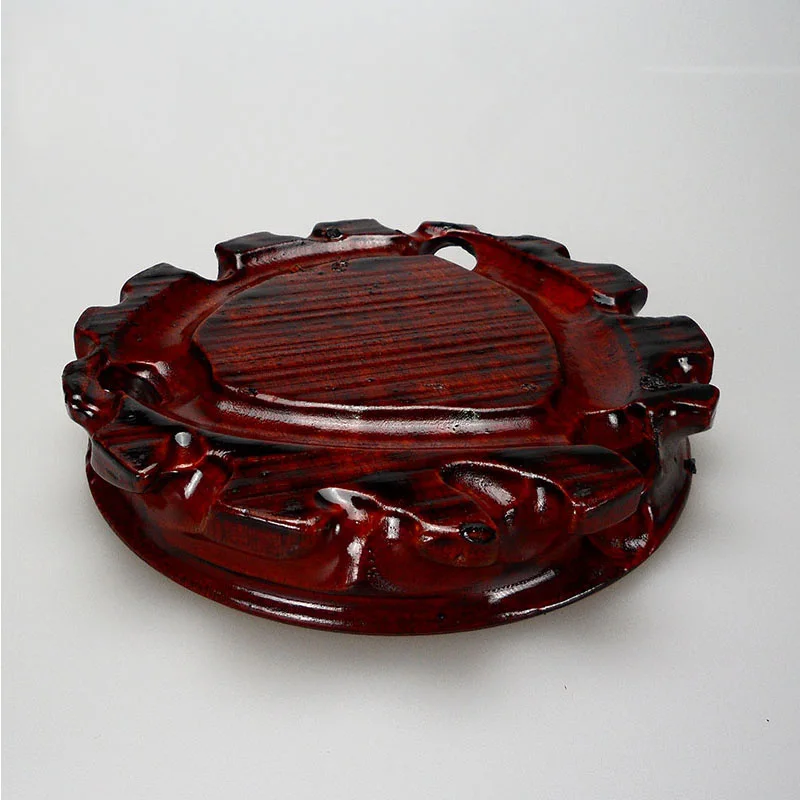 Solid Wood Round Vase Base Aquarium Teapot Strange Stone Urn Flowerpot Buddha Furnishing Articles Root Carving