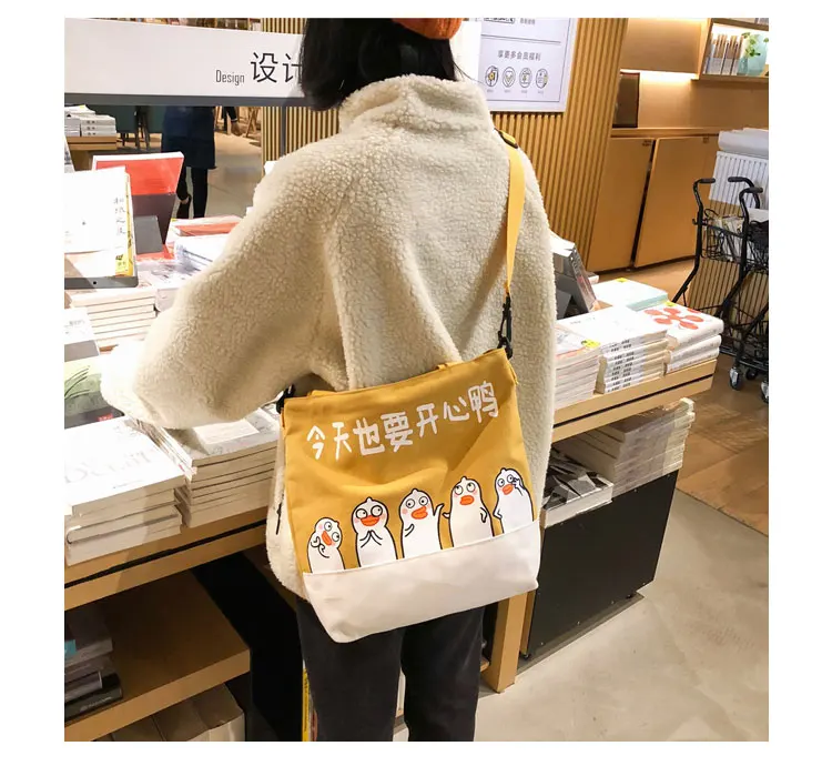 Cute Canvas Shoulder Bag Women Pig Printed Crossbody Bag for Teenager Girls Tote Bag Cartoon HandBag Bolso Mujer Women Bag New_16