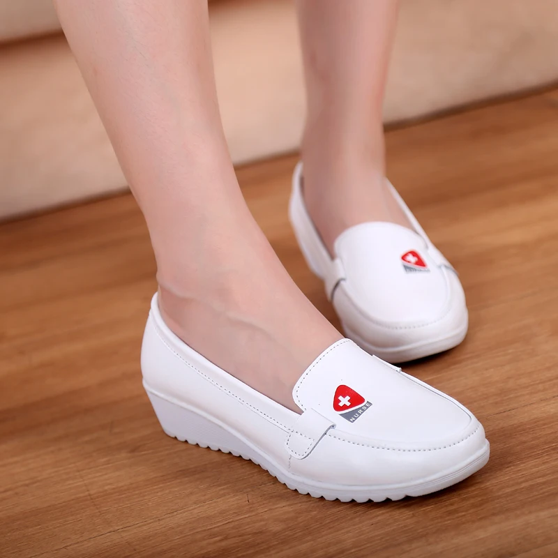white leather clinical shoes