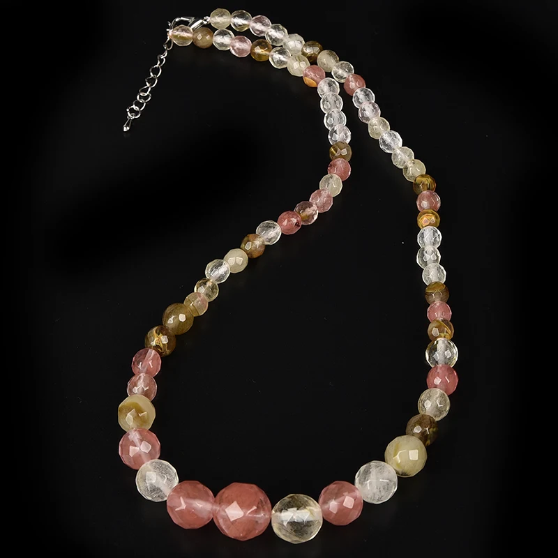 

Pink with Transparent and Yellow Brings a cool and Refreshing Feeling Watermelon Tourmaline crystal Jas-per Necklace.