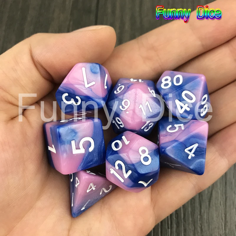 Hot Sale 7pc/Set of D4 D20 Acrylic Plastic for TRPG, Cool Dice Set