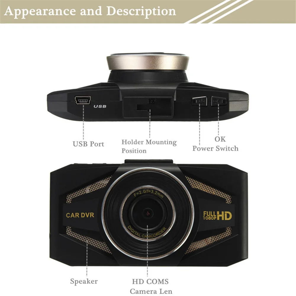 

Hot 2.4 Inch 720P Car DVR Camera Video Recorder Dash HDMI 120 Degree Wide Angle Lens