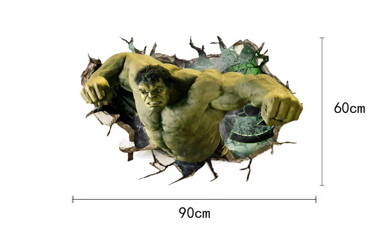 Халк стикер на стену съемный герой Искусство Декор Мстители детская комната 3D настенные наклейки для дома
