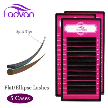 

5Cases/Set False Eyelashes Matter Flat Eyelash Extensions for Professional Wholesale Fast Shipping Split Tips Ellipse Lashes