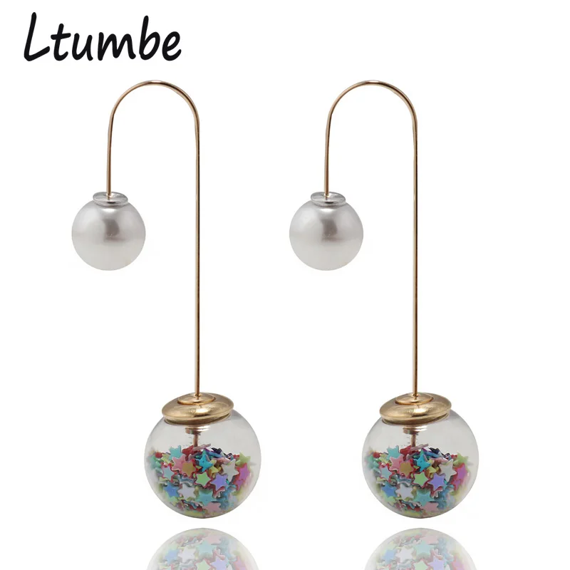 Ltumbe новые модные серьги-гвоздики золотистого цвета с двойными боками