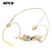 4 шт. мини XLR 4-контактный 4-контактный фиксирующий наушник гарнитура микрофон Микрофон для головы ДЛЯ Mipro Беспроводная поясная рация ACT-718 ACT-80T
