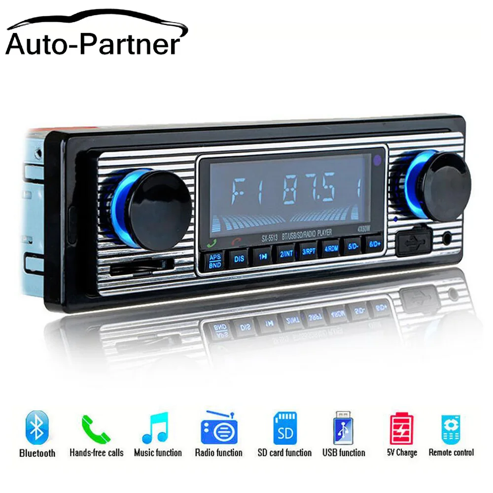 Nuevo 12 V coche reproductor de Radio Bluetooth Estéreo auriculares Bluetooth FM MP3 USB SD AUX Audio Auto electrónica autoradio 1 DIN oto teypleri radio para carro