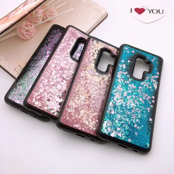 

10pcs/lot Shine Sparkling Liquid Quicksand Dynamic Black TPU Cover S8/S7edge Phone Case For Samsung Note8 S9plus Protection